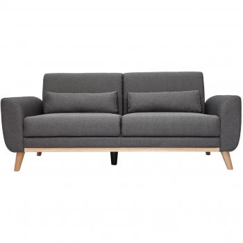 Sofá 3 plazas diseño EKTOR tejido gris oscuro patas de roble