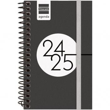 Agenda Espiral 2024-2025 Finocam Negro Semana Vista Horizontal 79x127 mm - Modelo E3