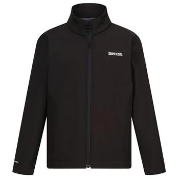 Regatta Kids Black Cera Softshell Jacket, Water-Repellent and Windproof, Size 5-6 Years