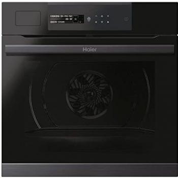 Haier I-Message Steam Series 4 HWO60SM5S9BH- Horno Multifunción con Función Vapor, Pirolítico, Conectividad WIFI, Capacidad 70L, Sonda térmica,Multinivel, 15 Funciones, Display táctil, Clase A+, Negro