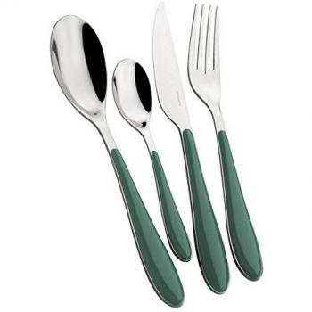 Set de Cubiertos Color Verde Celadon Gioia 24 Piezas en Caja de Regalo Casa Bugatti