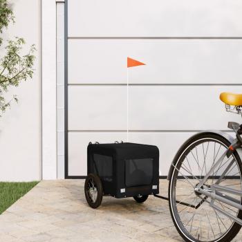 Remolque de bicicleta para mascotas de hierro y tela Oxford negro