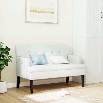 Banco con respaldo de cuero sintético blanco 112x65,5x75 cm