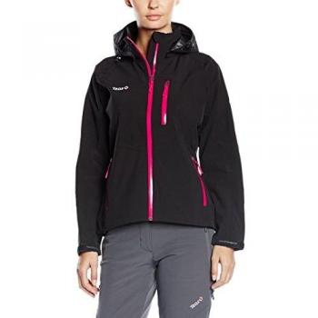 Izas Ista Chaqueta Impermeable, Mujer, Negro/Fuxia, XL