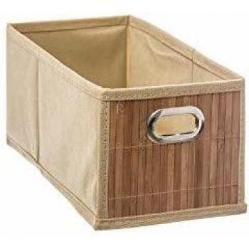 Cesta de Almacenaje de Bambú Natural 15 x 31 cm con Tapa y Diseño Modular