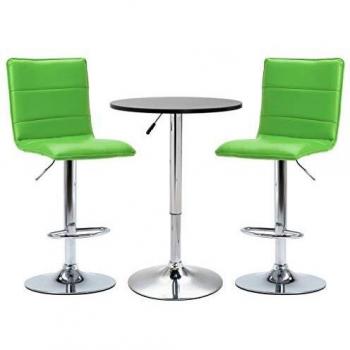 vidaXL Set Mesa Alta y Taburetes de Bar 3 Piezas Cuero Sintético Hogar Jardín Salón Cocina Bricolaje Decoración Diseño Estilo Mobiliario Muebles Negro