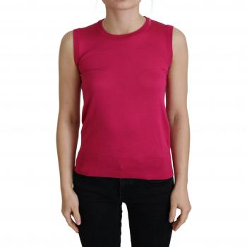 Pink Silk Vest Pullover Crewneck Tank Top - IT42|M, Dolce & Gabbana, Sleeveless Tops, female, Pink, Size: S