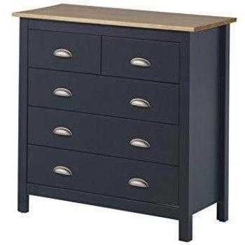 VS Venta-stock Comoda de Noche de 5 cajones en Gris/Roble