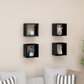 Estantería de pared en cubo 4 unidades 22x15x22 cm Blanco, Negro, Gris - Mueble de Almacenaje para Oficina, Estudio, Sala de Estar y Dormitorio