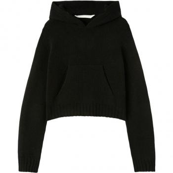Palm Angels Women's Logo Wool Blend Hoodie in Black | Size Medium | PWHU012C99KNI001