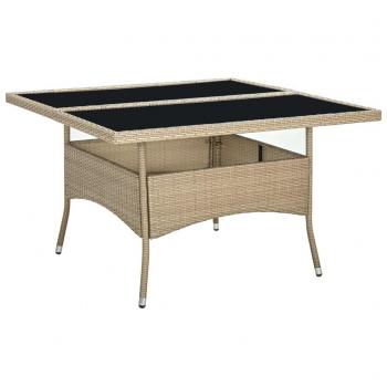 Mesa de comedor de jardín ratán sintético y vidrio beige vidaXL