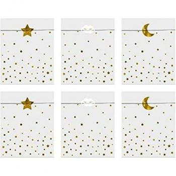 partydeco.pl Bolsas de regalo Little Stars 6 unidades en color blanco y dorado.