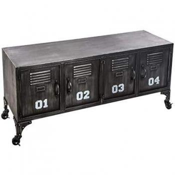 Buffet Bajo Metal 4 Puertas con Ruedas - Negro