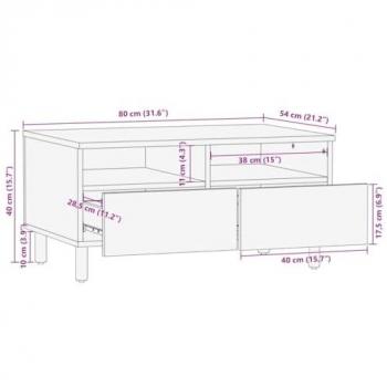 Mesa de Centro Madera de Ingeniería Negra 80x54x40 cm, Mesa Auxiliar, Mesa de Salón, Mesa Decorativa, Mesita de Sofá