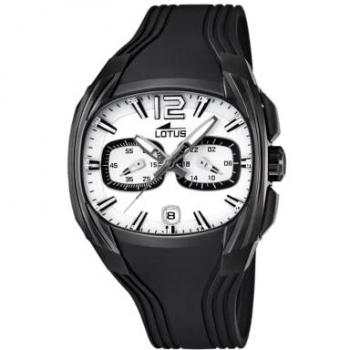 Reloj Lotus 15757/A Hombre Blanco Correa de Caucho y Caja de Acero Inoxidable Negra