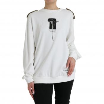 Dolce & Gabbana Chic Black and White Crew Neck Sweater - IT40|S, Sweatshirts, female, White, Size: XS Luxury Black White Crew Neck Sweater