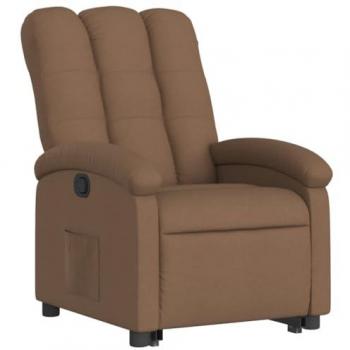 Sillón reclinable elevable de tela marrón VidaXL con respaldo y reposabrazos, asiento ajustable para ancianos