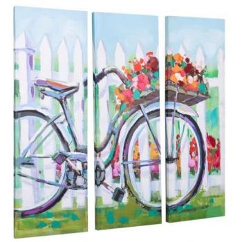 Cuadro Pintado a Mano Multicolor Alexandra House 90 x 30 cm Lona y Madera de Abeto