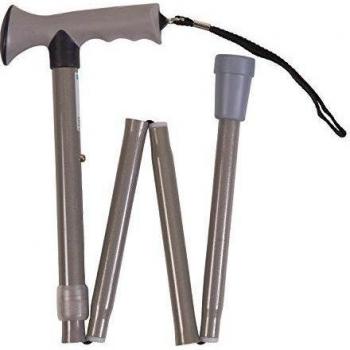 HealthSmart 502-1313-0030 - Bastón plegable con empuñadura cómoda, color gris
