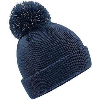 Gorro Beechfield reflectante con pompón para niños, tamaño único, color azul francés