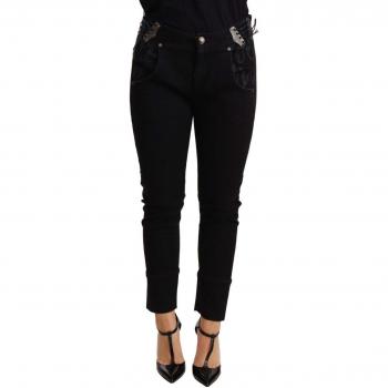 Ermanno Scervino Black Low Waist Skinny Slim Trouser Cotton Jeans - W26