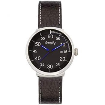 Simplify The 7100 Unisex Black Leather Date Watch - One Size