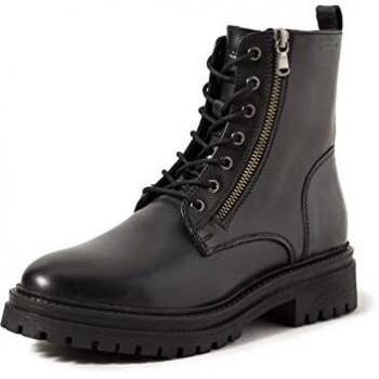 Geox Iridea Lace-Up Ankle Boots for Women, Black, Size 5 US