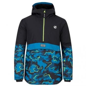 Dare2b Chaqueta Freehand - Chaqueta para niños, color negro, impermeable, transpirable, con capucha ajustable, cierre frontal completo, bolsillos laterales con cremallera y detalles reflectantes