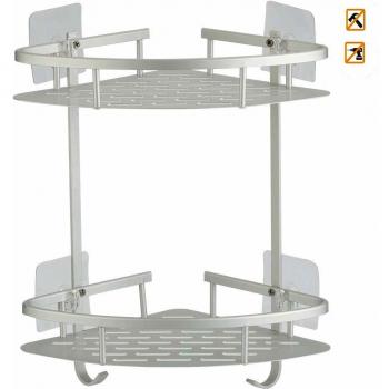 Hawsam Sin Necesidad de Taladrar Estante Ducha Rinconera, 2 Niveles Estantes de Baño de Aluminio Espacial Perforado Entramado de Baño Muebles de Baño