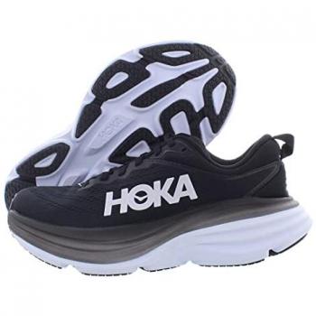 HOKA Bondi 8 Women's Wide Road Running Shoes in Black/White Size 6 W (39 1/3)