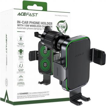 Acefast 15W Automatic Wireless Charging Car Holder for Smartphones - Black