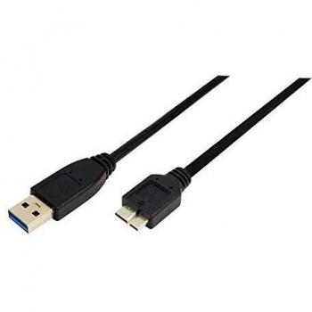 Cable USB 3.0 LogiLink con conector macho USB-A a microconector macho USB-B, longitud de 0,6 m, color negro