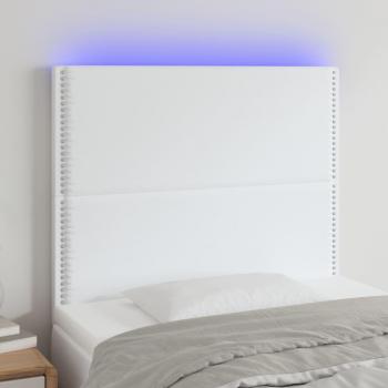 Cabecero LED Blanco 90x5x118/128 cm en Cuero Sintético con Iluminación