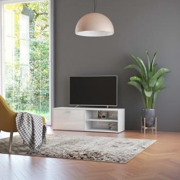 Gabinete de soporte de TV blanco pulido 120x34x37 cm madera multicapa