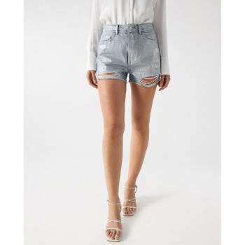 Salsa Jeans - Short vaquero de mujer con efecto plateado y detalle desgastado.
