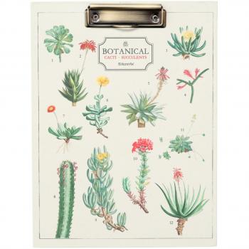 Carpeta A4 con Pinza Botanical Cacti y Bolsillo Interno - Diseño Verde y Beige