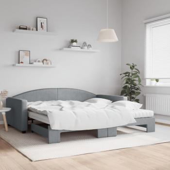 Sofá cama nido con colchón de tela gris claro 100x200 cm