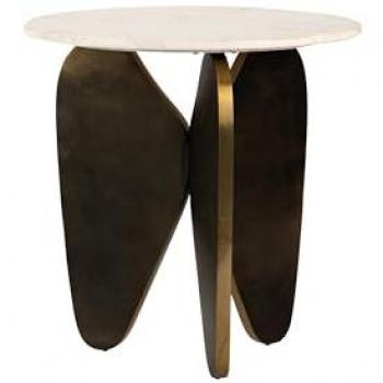 Mesa Auxiliar de Mármol y Metal Negro Alta Calidad 56x56x51 cm