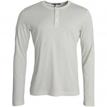 Dolce & Gabbana Men's Elegant Off White Cotton Round Neck Pullover Sweater - Size S