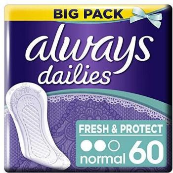Always Dailies Normal Fresh & Protect Salvaslips 60 Piezas