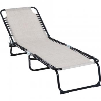 Outsunny Tumbona Plegable y Ajustable de 4 Posiciones con Respaldo Reclinable para Jardín y Exterior