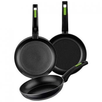 MONIX Set SARTENES Green M481241 Ã˜18/22/26CM Espesor 4MM Aluminio Forjado con Antiadherente Mango Ergonã“Mico 18/22/26 cm, Verde, 3 Piezas, 1 Liter