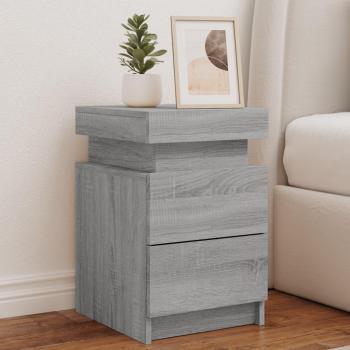 Mesita de noche con luces LED 35x39x55 cm en Blanco, Negro y Roble Sonoma, ideal para habitación, dormitorio, salón y estudio, también disponible en Gris Sonoma