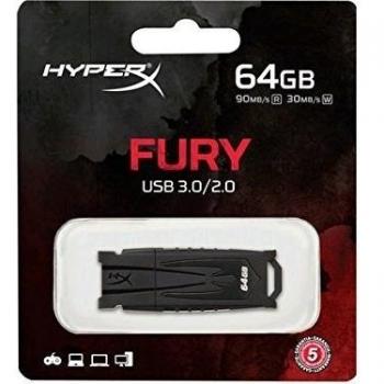 Kingston HyperX Fury HXF30/64GB - Memoria USB de 64 GB, negro