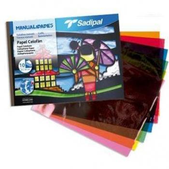 Sadipal Bloc de Cartulina de Colores para Manualidades, 10 Hojas, 32 x 24 cm, con Celofán