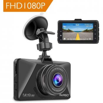 AKASO Cámara de Coche Dash CAM 1080P Full HD 170° Gran Ángulo Cámara para Coche Salpicadero Retrovisor G-Sensor Detección de Movimiento Grabación en Bucle WDR HDR Visión Nocturna 3.0 Pantalla