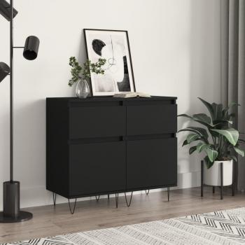 Aparadores de Madera de Ingeniería VidaXL 2 uds, 40x35x70 cm, Mueble de Almacenaje Moderno con Puertas y Cajón, Armarios Auxiliares en Color Negro