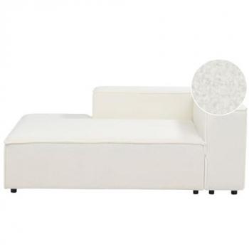 Chaise Longue Moderna Derecha con Patas Negras y Tapicería de Bouclé Blanco Aprica