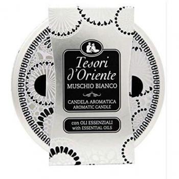 Tesori d'Oriente White Musk Scented Candle in Tin Box 200g - Up to 30 Hours Burn Time