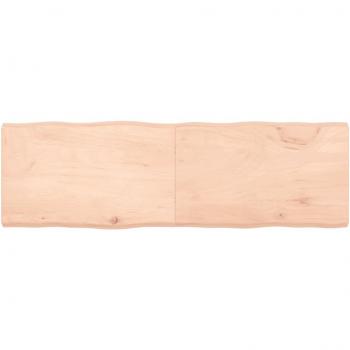 Tablero de mesa de madera maciza de roble sin tratar, dimensiones 160x50x(2-6) cm, con bordes vivos y acabado marrón